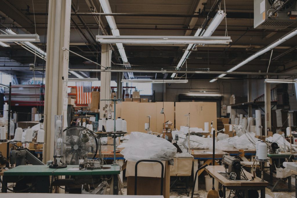 Large warehouse for filter fabrics