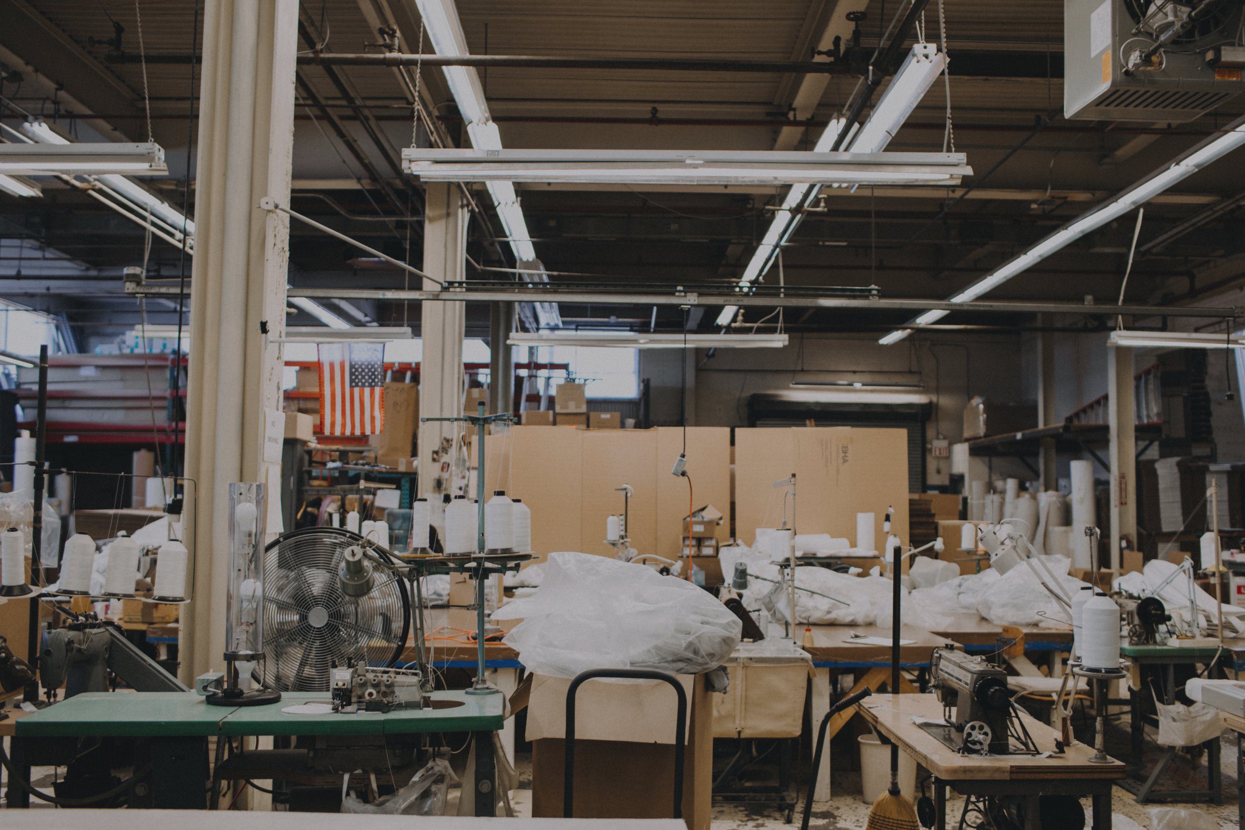 Large warehouse for filter fabrics